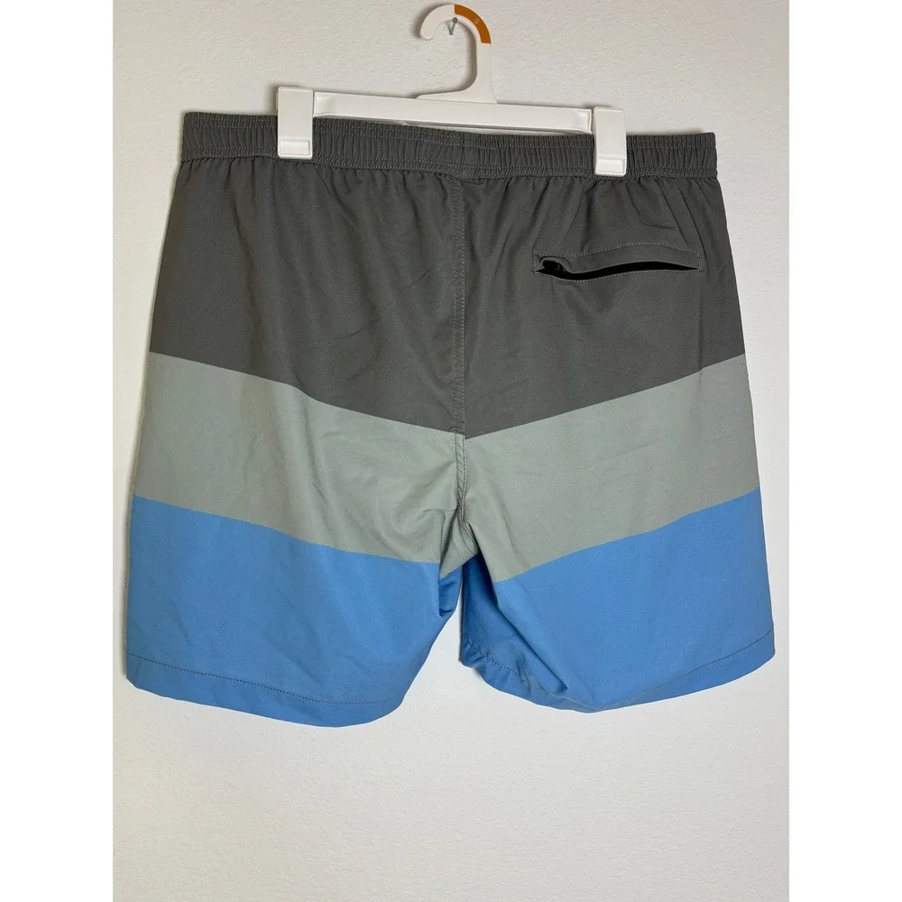 Maamgic Mens Swim Trunks‎ XXL Colorblock Grey Blue Board Shorts Mesh Lining 7in